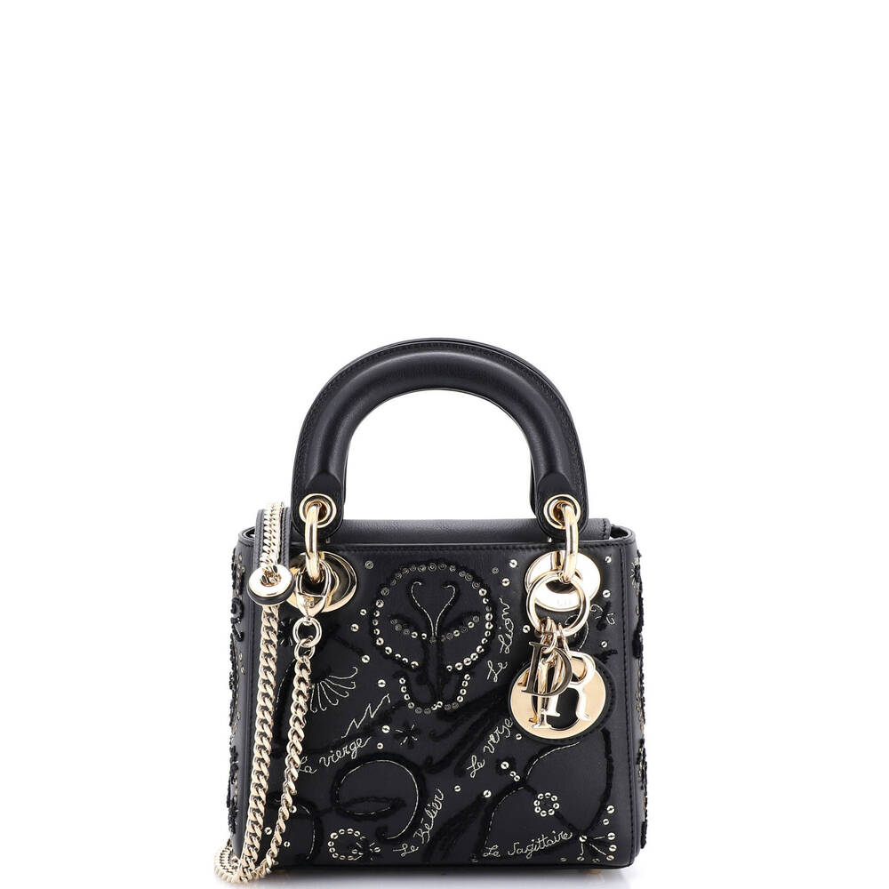 Christian Dior Mini Lady Dior Chain Bag Embroidered Calfskin